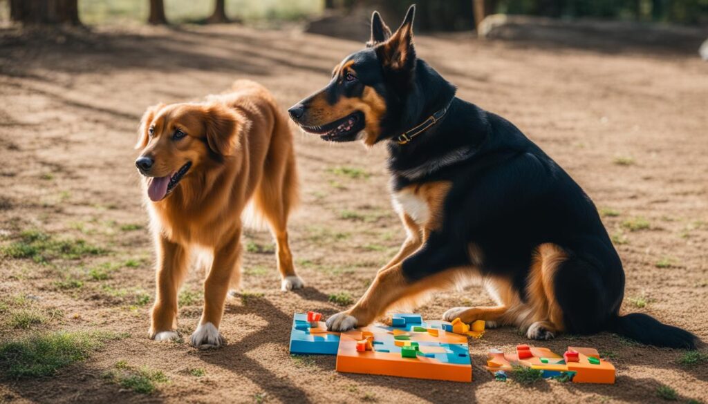 teaching new tricks to a dog for mental stimulation